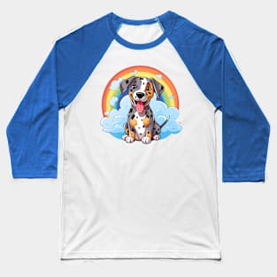 Cute Catahoula Leopard Dog Rainbow Cloud Kawaii Dog Happy Puppy Baseball T-Shirt